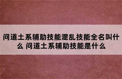 问道土系辅助技能混乱技能全名叫什么 问道土系辅助技能是什么